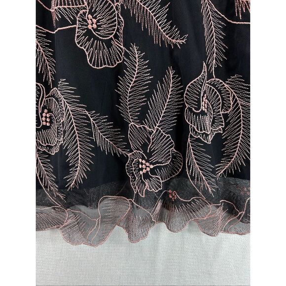 Alfani XL Black Mesh Floral Embroidered Bell Sleeve Blouse Sheer Overlay Top - Picture 7 of 9